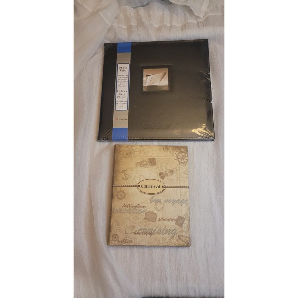 Lot Of 2 Carnival Cruise Lines Photo Albums 8x10 Folio & 4x6 CCL Vacation Gift